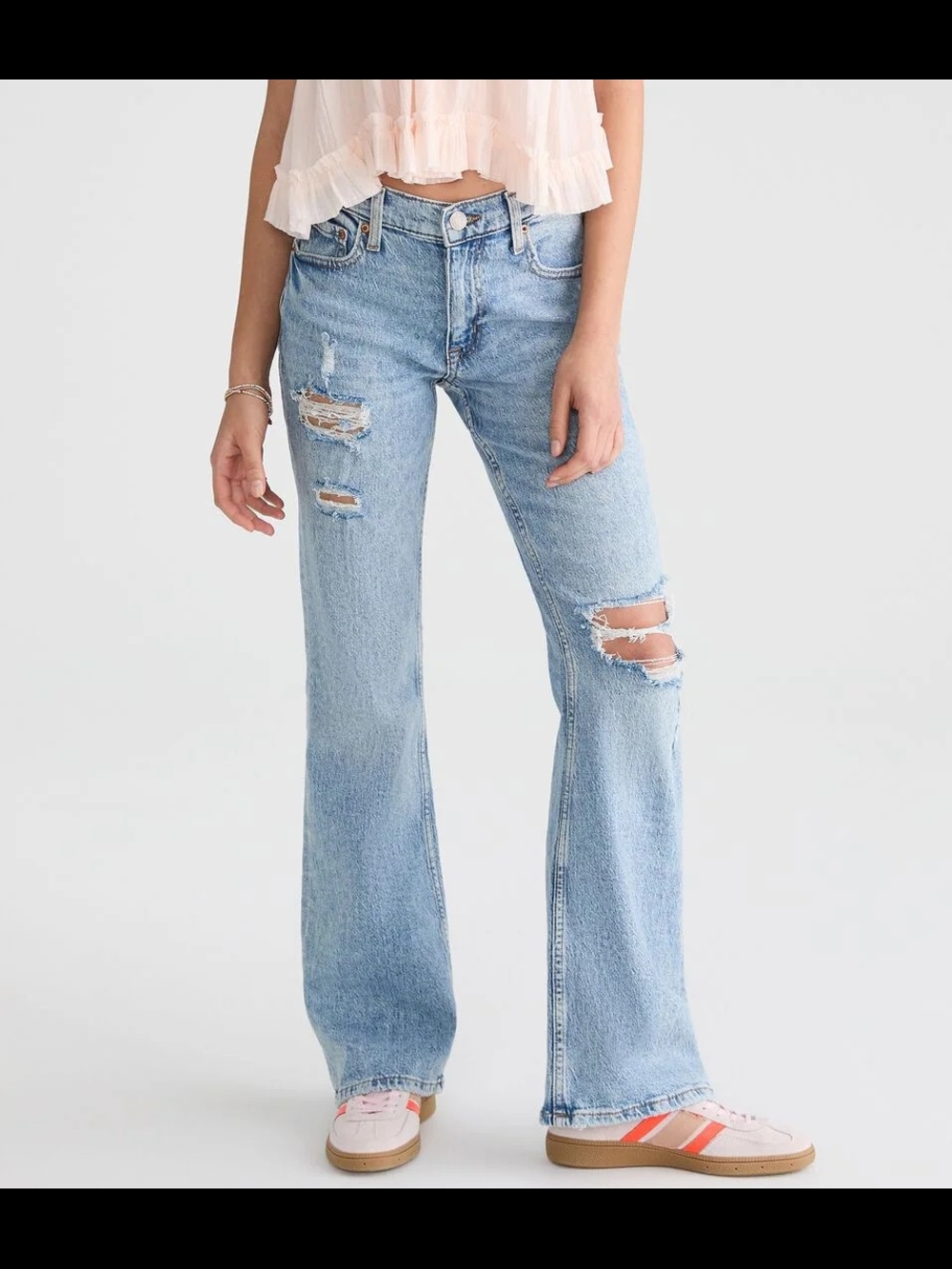 Aeropostale Light Blue Distressed Flare Jeans